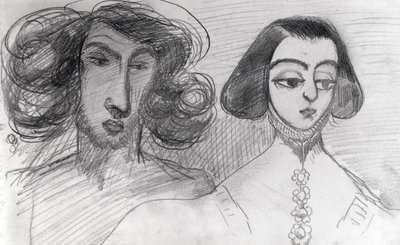 Zelfportret met George Sand (1804-76) door Alfred de Musset